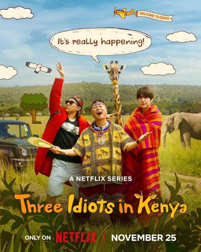 Poster acara 'Three Idiots in Kenya'./ Foto: instagram.com/netflixkr