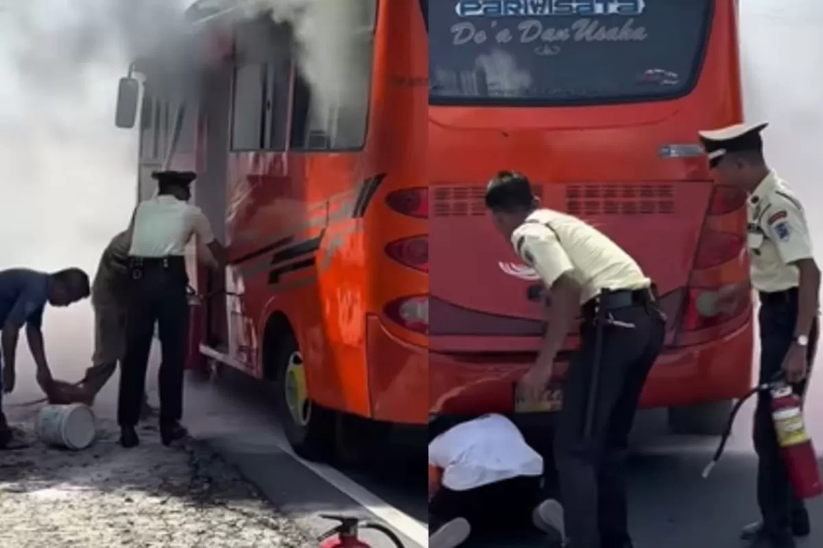 Aksi Satpam BRI Sigap Padamkan Minibus Terbakar di Ajibarang Banyumas