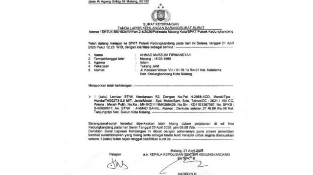 Info Hilang STNK Warga Malang: Cara Lapor & Urus