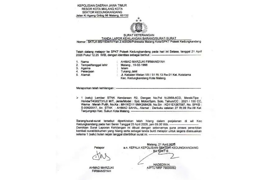 Info Hilang STNK Warga Malang: Cara Lapor & Urus