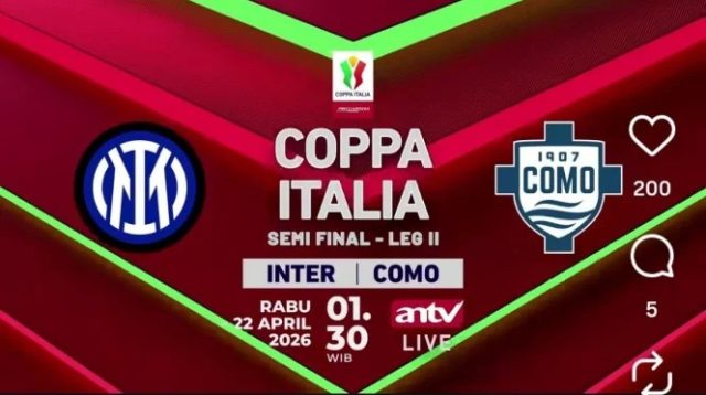 Live ANTV: Inter Milan vs Como Semifinal Coppa Italia