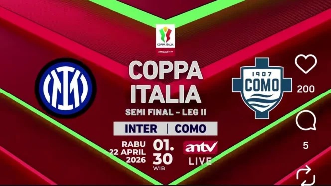Live ANTV: Inter Milan vs Como Semifinal Coppa Italia