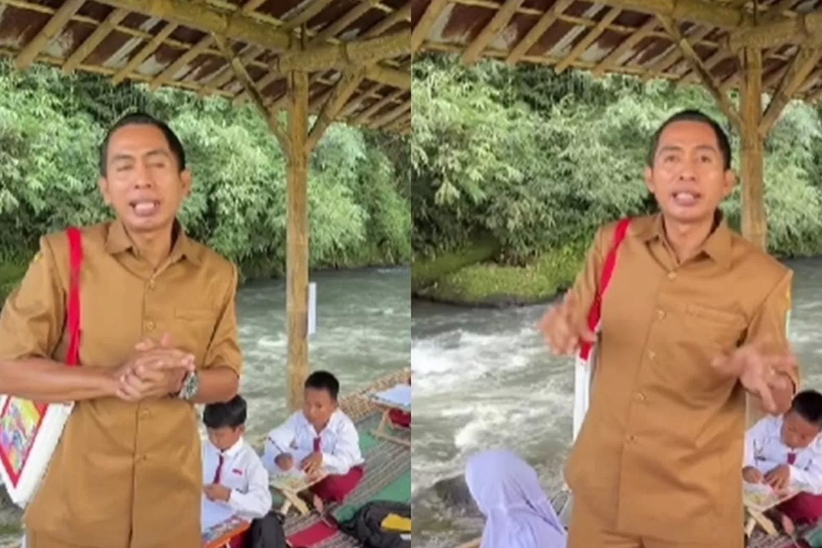 Pak Ribut Guru Viral: Mengajar di Luar Kelas Dekat Sungai