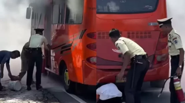 Aksi Sigap Satpam BRI Padamkan Api di Minibus yang Terbakar