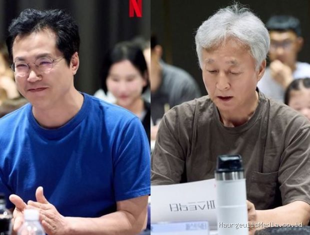 Baek Hyun Jin dan Kim Jong Soo saat script reading drama First Doctor/ Foto: instagram.com/netflixkr