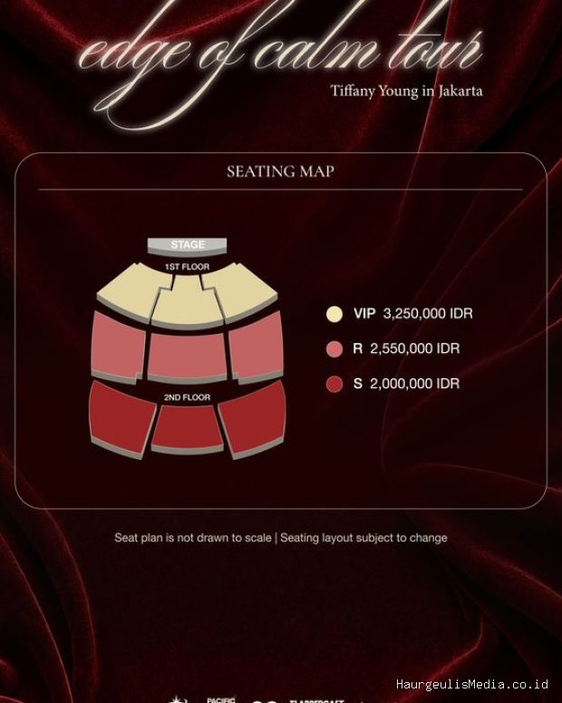 Promotor menawarkan tiga jenis seatplan dengan beragam harga untuk konser Tiffany Young 'Edge of Calm' di Jakarta.