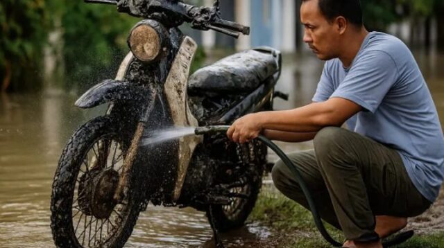 Langkah Tepat Membersihkan Motor Setelah Terobos Jalan Banjir
